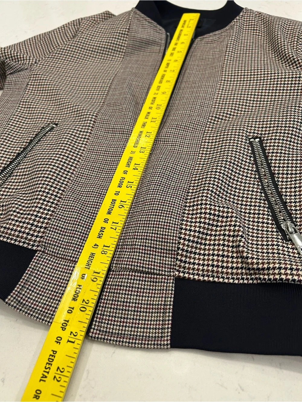 DKNY Black & Cream Houndstooth Bomber Jacket